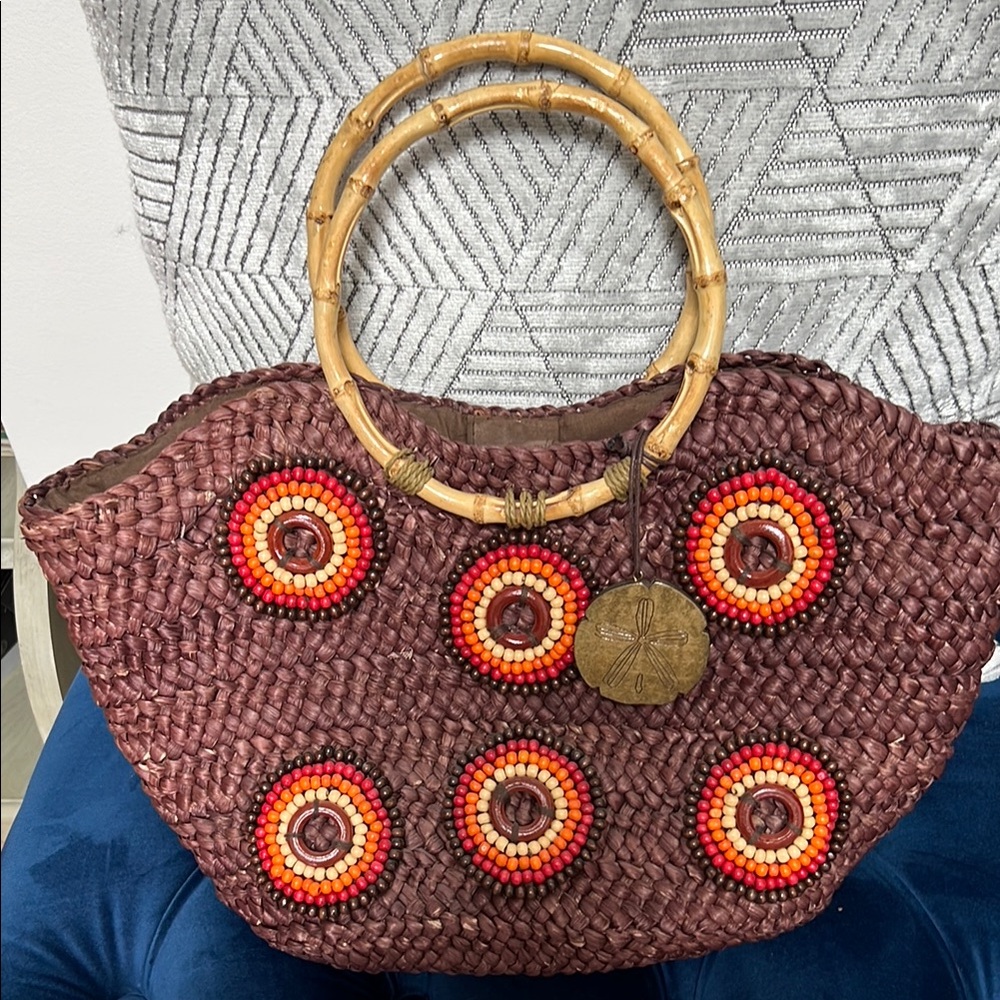 Handcrafted Woven Bag with Bamboo Handles